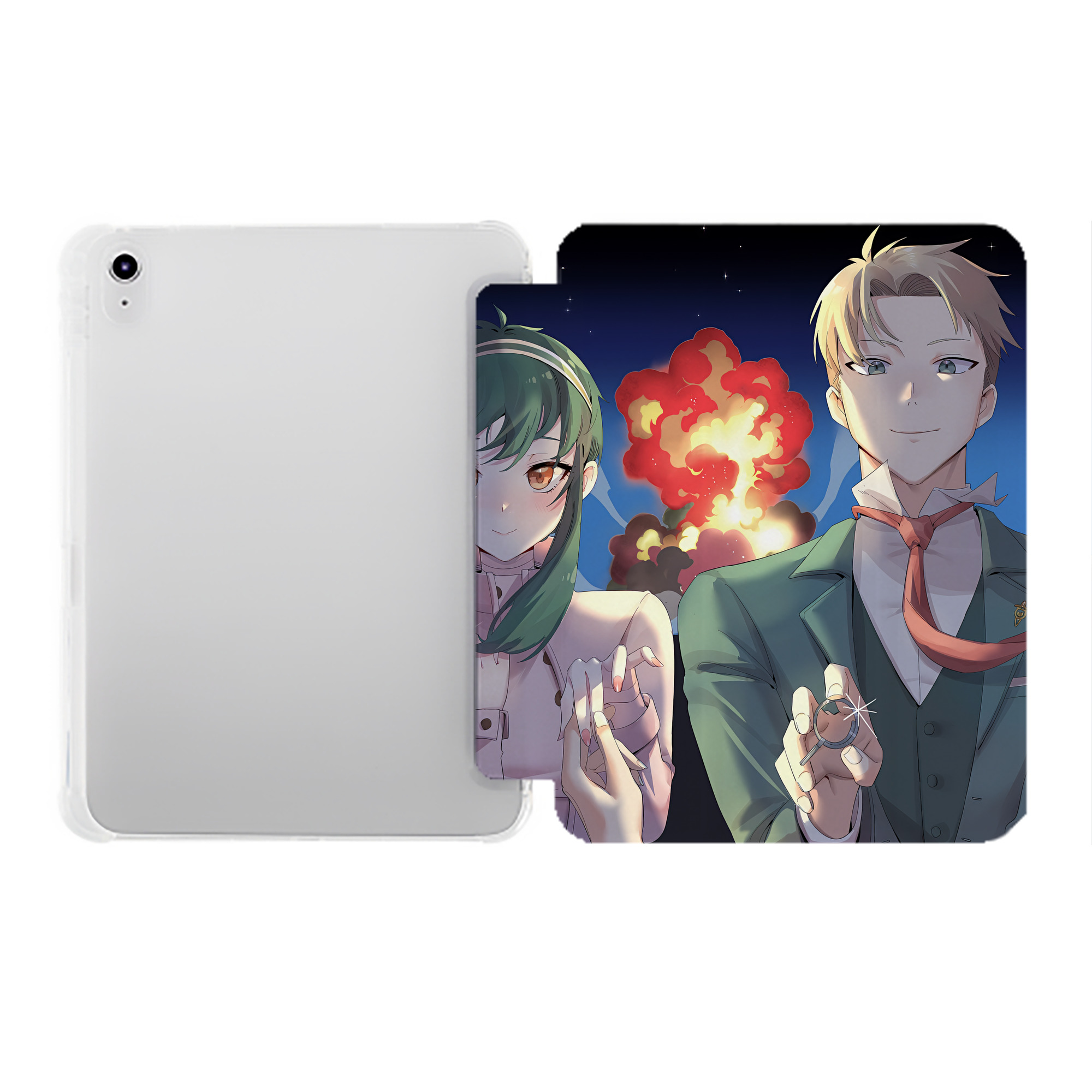 （画像用） SPY×FAMILY间谍家家酒 IPad ケース ペン収納付き 三つ折りスタンド PUレザー×シリコン 対応機種9.5/10.5/10.9インチ